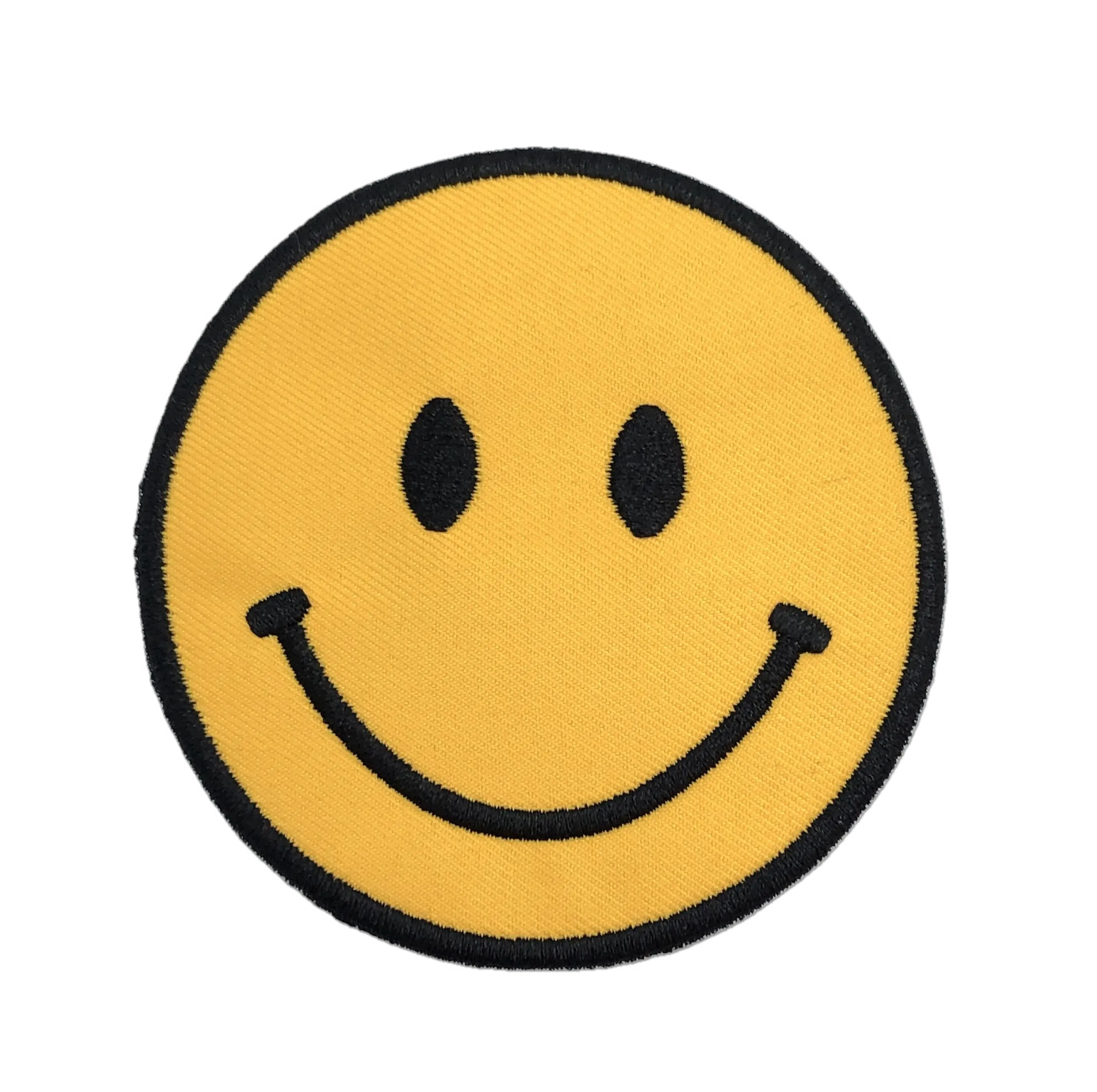 2021 Populaire Gelukkige Glimlach Gezicht Gele Smiley Twill Geborduurde Ijzer Op Patch