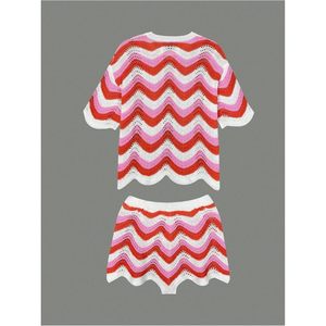 Ensemble de plage 2 pièces FOXA pour femme : haut en crochet à manches courtes et short à taille élastique, style bohème - Product Image 4
