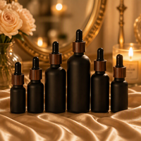 Flacon d'huile essentielle opaque noir mat de 30 ml avec protection UV, impression sérigraphique, logo personnalisé pour sérum de soin de la peau