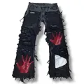 DIZNEW High quality jeans hommes Custom Print Cheap Black Ruin Jeans for teens male size 32-30