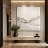 Peinture sur toile abstraite texturée 3D gris ivoire, vague organique minimaliste, pour la décoration d'hôtel, de spa, de villa, de chambre à coucher