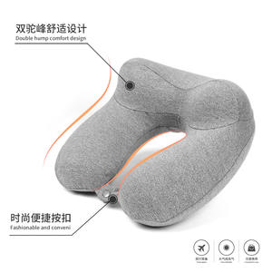 Oreiller de voyage gonflable en forme de U avec housse amovible et lavable en polyester, support portable pour utilisation en avion - Product Image 3