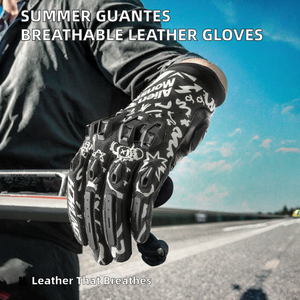 Summer Motorcycle Luminous Touch Screen Leather Breathable CE Riding <b>Gloves</b> with TPU Coating for Outdoor Use - Product Image 2