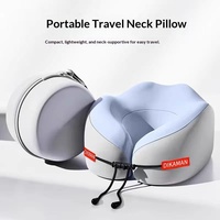 Oreiller de voyage et de bureau moderne en coton brodé en forme de U, réglable, lavable, promotionnel, portable, pour soutien cervical en voiture