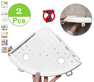 BNcompany White ABS Plastic Folding Multifunction Classic Flexible <strong>Bathroom</strong> Corner <strong>Shelf</strong> Double Sided <strong>Suction</strong> Cups Storage Racks - Product Image 2