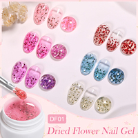 LILYCUTE 8ml Gel de Peinture pour Ongles aux Fleurs Séchées Colorées, Étiquette Privée, Gel Pailleté Naturel pour Nail Art, Vernis à Ongles pour Salon
