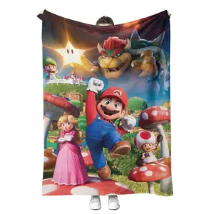 Hot sell fashion design Mexican Super Mario Bad Bunny BICHOTA Sublimation Flannel Blanket Karol G travel throw blanket