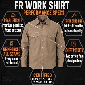 Chemise de soudage GUARDEVER NFPA 2112 CAT 2 FR, coton robuste, boutons pression perlés, vêtements de travail résistants au feu - Product Image 4