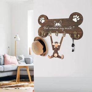 Cross-border creative wooden storage rack, home living room entryway <b>key</b> <b>hanger</b>, solid wood wall-mounted decorative rack - Product Image 1