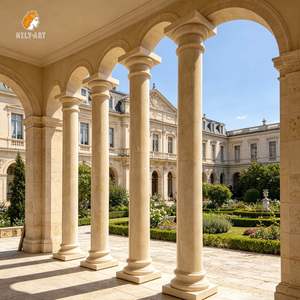 Columna Romana <span class=keywords><strong>de</strong></span> Mármol Natural MILY, <span class=keywords><strong>Pilar</strong></span> <span class=keywords><strong>de</strong></span> Piedra Grande Tallado a Mano, Decoración Clásica para Jardín Exterior - Product Image 1