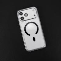 Étui de téléphone magnétique ultra-transparent en TPU+PC avec charge sans fil pour 16/17/18 Pro Max, coque de protection mobile