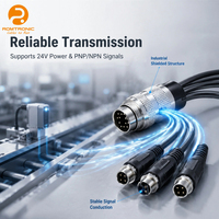 Konektor Sirkular Mini Industrial IP67 M12 Y Splitter Loom 1 Male 5 Female, Tembaga OFC PVC Anti-Bengkok, Sinyal Multi-Sensor