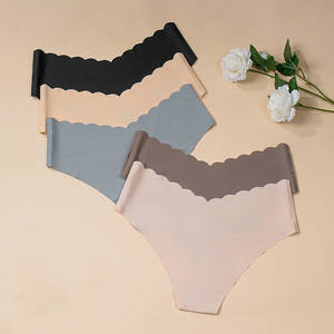 女式透气冰丝波浪边设计中腰薄型内裤高品质女士纯色无缝波浪剪裁内衣 - Product Image 2