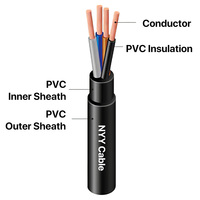 Kabel Daya 0.6/1KV NYY NYM 3x1,5mm2, PVC konduktor tembaga isolasi CA 3 4 5 inti NYY-J lapis baja