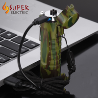Meilleures ventes 2021 : Briquet électrique plasma USB classique, rechargeable, étanche et coupe-vent, avec lampe torche, accessoires pour fumeurs