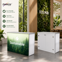 Comptoir de caisse compact pour le commerce de détail, avec éclairage LED, bureau escamotable, podium portable pour devanture de magasin avec étagères de rangement verrouillables