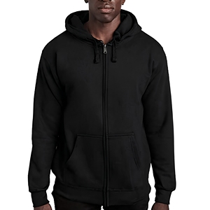 Men's Black <b>Zip</b>-Up Hoodie Regular Fit Solid Color Cotton Fleece Casual <b>Hooded</b> Sweatshirt Autumn Wear - Product Image 1