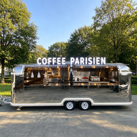 Remorque alimentaire mobile en acier inoxydable pour la vente de café, de snacks et de fast-food, équipée d'une cuisine complète, idéale pour les entreprises de restauration de rue.