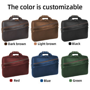 Gran oferta, cartera para ordenador portátil de negocios para hombre de 15,6 pulgadas, maletín de cuero Crazy Horse marrón, maletín de oficina de cuero genuino de grano completo - Product Image 5