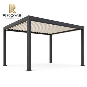 Pérgola Motorizada de Aluminio RKOVE RK-C1 4*5 con Iluminación LED, Gazebo para Cocina al Aire Libre, Barbacoa, Techo de Láminas Impermeable, Toldo para Patio - Product Image 6
