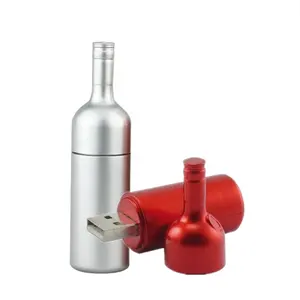 Desain Kreatif gadget elektronik ABS kualitas tinggi botol anggur bentuk Flash Drive USB dengan cetak Logo kustom