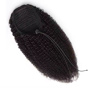 Cheveux vietnamiens naturels bruts 4c queue de cheval vierge cheveux humains 4B Afro crépus bouclés cordon Double dessiné queue de poney Extensions de cheveux - Product Image 1