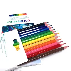 Fornitura scolastica di buona qualità 12 colori disegno di disegno di alta qualità 3.0 morbido a base di olio di piombo in legno colorato art matite per bambini