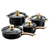 Ensemble de casseroles en granit antiadhésif FLEY Premium, articles pratiques pour la cuisine, compatibles avec toutes les cuisinières, kit d'ustensiles de cuisine pour la maison