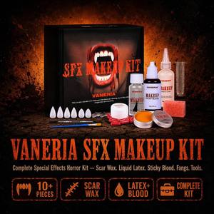 Kit de Maquillaje de Efectos Especiales Vaneria SFX, Látex Líquido, Sangre Pegajosa, Cera para Cicatrices, 11 Cápsulas de Colmillos de Vampiro, Profesional para <span class=keywords><strong>Halloween</strong></span>, OEM - Product Image 1
