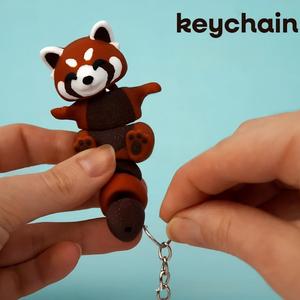 Porte-clés magnétique personnalisé en forme de panda rouge imprimé en 3D, petit animal imprimé en 3D pour sacs, clés et accessoires quotidiens - Product Image 5