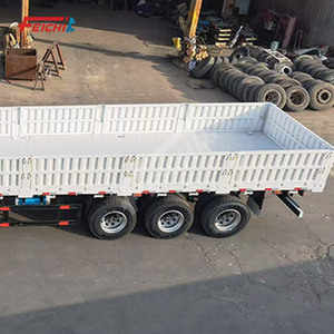 Semi-<span class=keywords><strong>remorque</strong></span> FEICHI à 3 essieux avec panneaux latéraux, clôture de protection, en acier haute résistance pour camion - Product Image 6