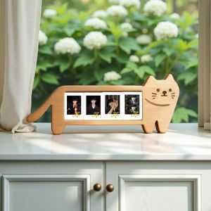 New cat-themed wooden photo <b>frame</b> to record photos of all four seasons. Suitable as a souvenir, collectible decoration, or - Product Image 1