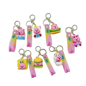 Guangzhou factory specialized custom Promotion Gift 3D Colorful Pvc Rubber keychain Custom 3d Soft Pvc Anime gift llaveros
