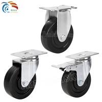 Roulettes de chaise de bureau pivotantes à frein en polypropylène noir de 100 mm (4 pouces) avec roulement à billes en acier PVC