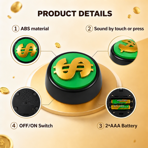 Nouveauté <span class=keywords><strong>Bouton</strong></span> Sonore de Farce, Icône Dorée 3D, Buzzer Parlant Circulaire 89mm, Volume 85DB, Électronique, Idéal pour Cadeau d'Entreprise ou de Noël - Product Image 3