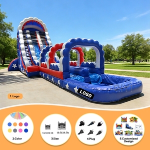 Tobogán Acuático Inflable Gigante Personalizado con Bandera Americana de 15 m para Niños - Product Image 2
