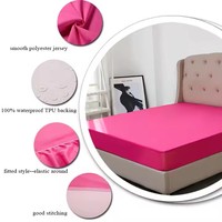 Sprei kain rajut 100% poliester tahan air kustom penuh sprei putih ukuran King elastis Hotel sprei pas