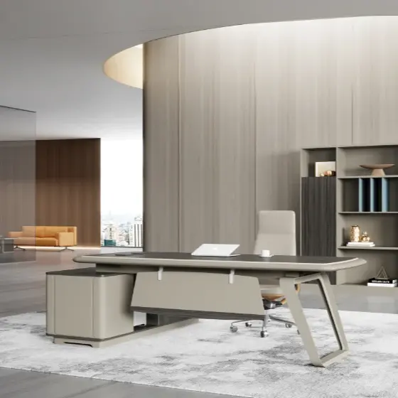 Einfacher moderner hochwertiger Chef-Schreibtisch-Stuhl Kombinations-Bürotischmöbel für Präsident und Geschäftsführer