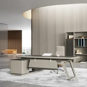 Kursi meja bos simpel Modern kelas atas kombinasi furnitur meja kantor untuk manajer eksekutif Presiden