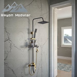 <span class=keywords><strong>Colonne</strong></span> <span class=keywords><strong>de</strong></span> <span class=keywords><strong>douche</strong></span> <span class=keywords><strong>de</strong></span> luxe en or noir Wayon avec tête <span class=keywords><strong>de</strong></span> pluie étagère intégrée pour la mise à niveau <span class=keywords><strong>de</strong></span> la salle <span class=keywords><strong>de</strong></span> bain moderne - Product Image 3