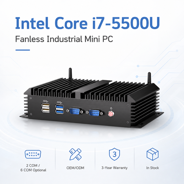 Intel Core I3 I5 I7 Fanless Industrial PC Industrial Mini PC With 2COM 6COM Dual Intel I211 LAN VGA  for Automation