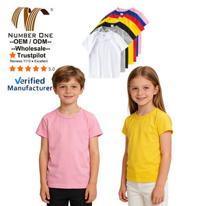 T-shirt d'été fin 100 % coton à manches courtes pour <span class=keywords><strong>enfants</strong></span>, sous-vêtement uni vierge à enfiler pour garçons et filles, vente en gros - Product Image 1