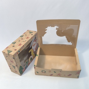 Giáng Sinh Quà Tặng Hộp Kraft Bìa Cửa Sổ Hộp Kẹo Tái Sử Dụng Quà Tặng Bao Bì Túi Quà Tặng Cho Giáng Sinh Đám Cưới Sinh Nhật Đảng - Product Image 5