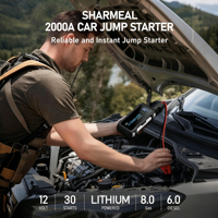 SHARMEAL OEM&ODM Factory Jump Starter 3 en 1 2000A Batterie au lithium Booster de démarrage Power Bank 12V Démarreur de voiture portable