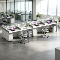 Poste de travail de bureau moderne à rangée droite extensible avec cloison acoustique en PVC, table de bureau flexible pour configuration de bureau modulable