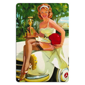 لوحات معدنية مخصصة للفتيات، ملصقات جدارية، لوحات حديدية عتيقة للنساء، ديكور للرجال في غرفهم، المنازل، المقاهي، المرائب، النوادي والحانات - Product Image 2