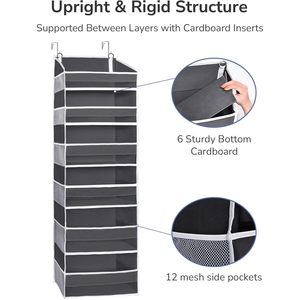 Organisateur à suspendre sur la porte, 18 poches, gris foncé, type crochet, rangement pour chambre à coucher, placard, jouets, cosmétiques, couches, articles divers - Product Image 6