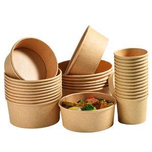 Bol en papier kraft jetable personnalisé pour salades, <span class=keywords><strong>poke</strong></span> bowls, fruits frais, yaourts, glaces, soupes froides, sandwichs - Product Image 1
