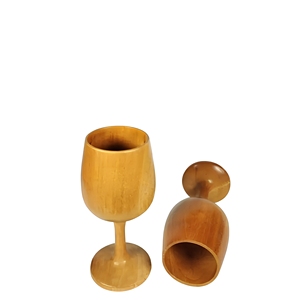 AZ ENTERPRISES Juego de 2 Copas de Vino de Madera Ecológicas Hechas a Mano, Capacidad de 250 ml, Diseño Moderno para Fiestas de Cócteles - Product Image 1
