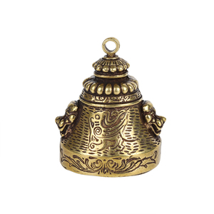 Vendita all'ingrosso diretta della fabbrica Retro metallo in puro ottone campana etnica campanello del vento croccante doppio lato ciondolo leone - Product Image 1